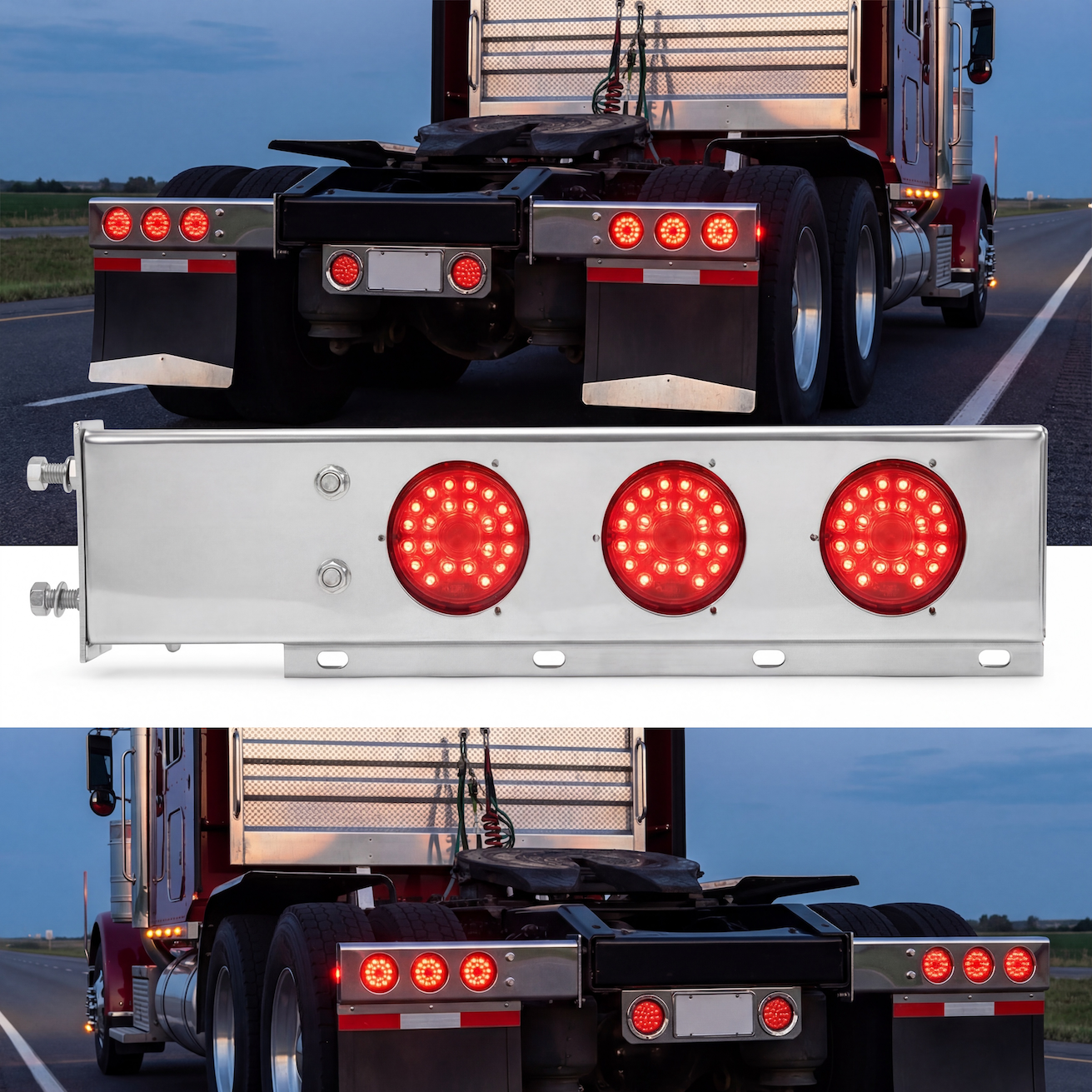 GM3034 GBK Light Bar Mud Flap Hanger, Stainless Steel Spring Loaded with 4" Light Cutouts, 2.5" Bolt Spacing, 1 Pair - Image 3
