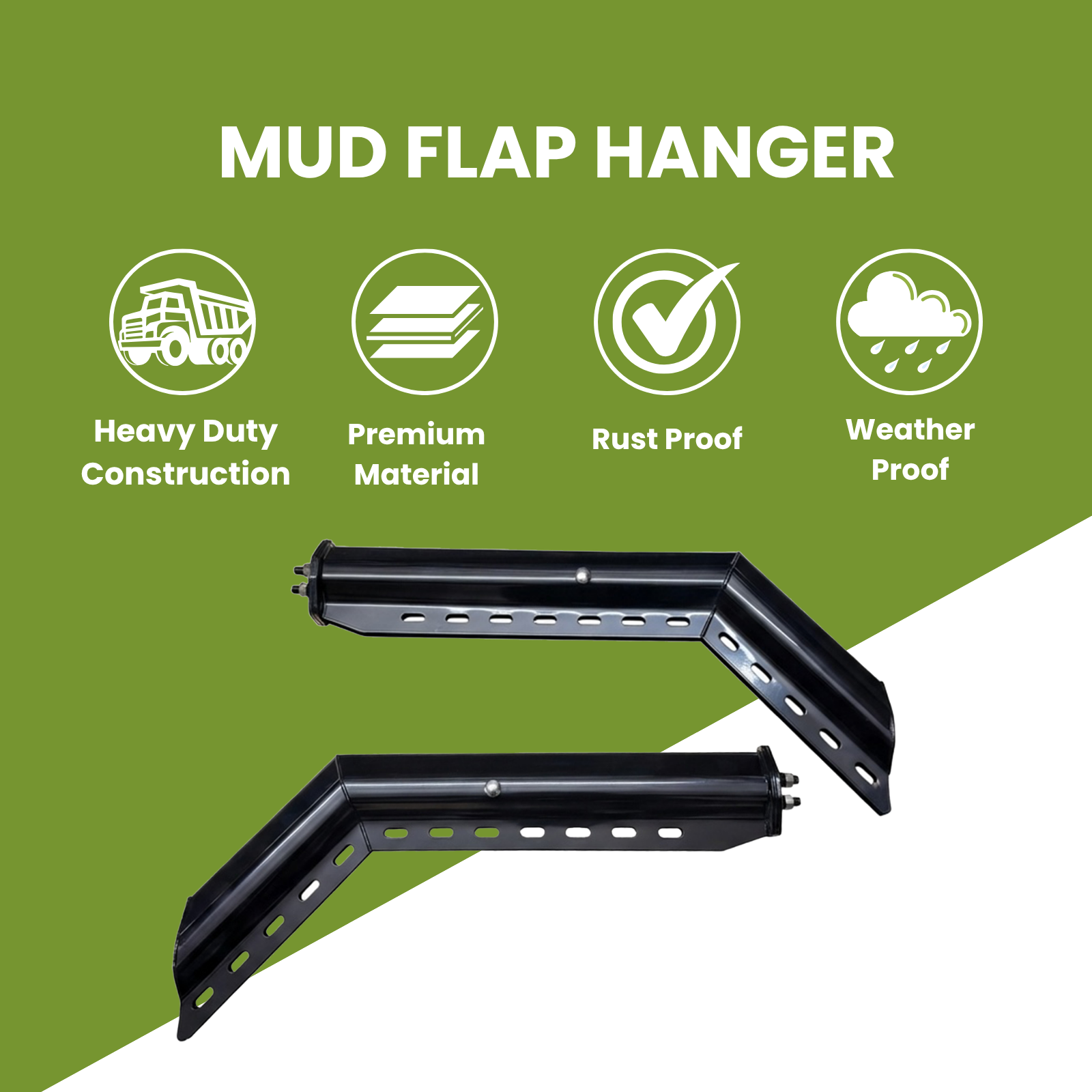 GM3027 GBK Mud Flap Hanger, Black 45° Angled, 1-1/8" Bolt Spacing, 30" Length, 1 Pair - Image 4