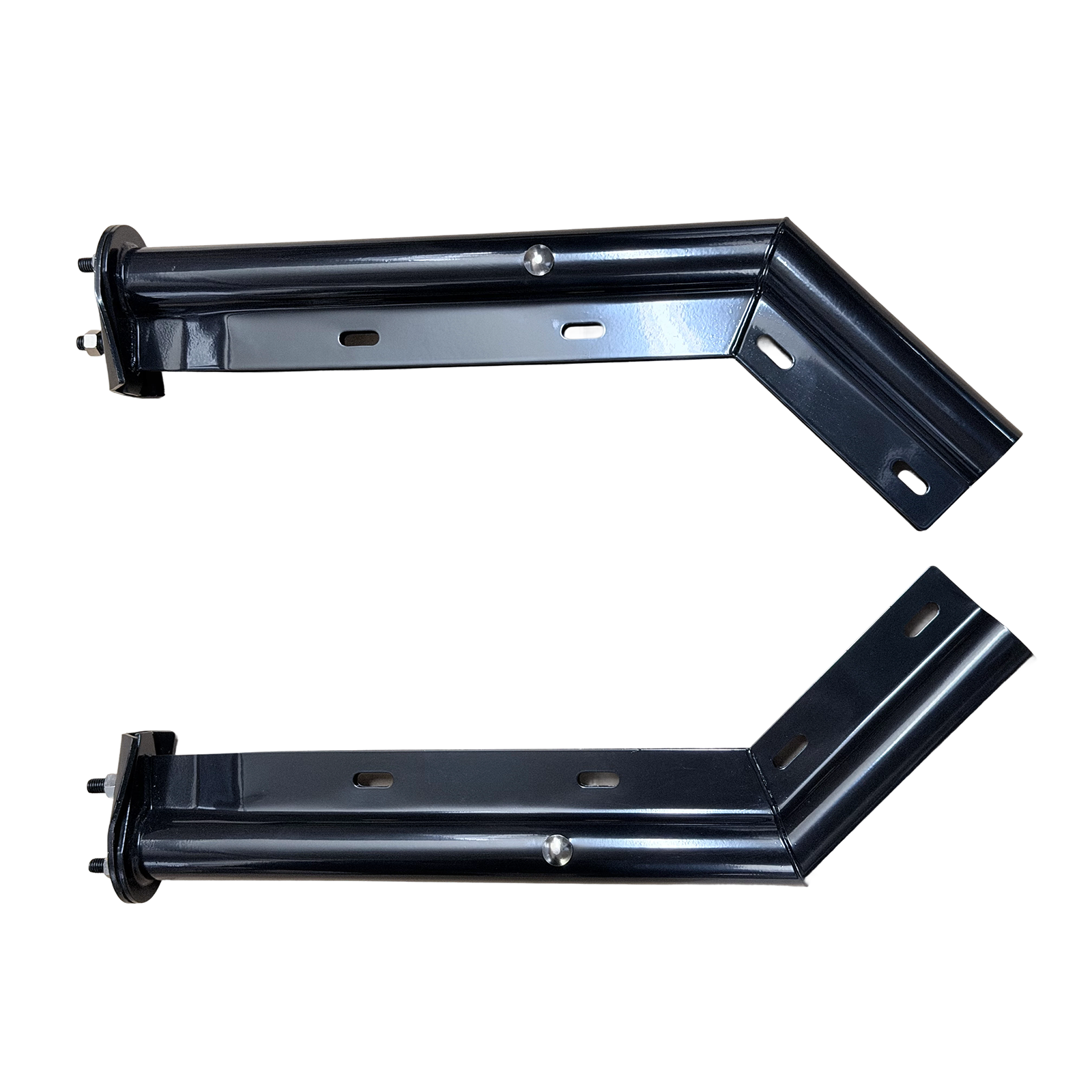 GM3031 GBK Mud Flap Hanger, Black 45° Angled, 2.5" Bolt Spacing, 28" Length, 1 Pair