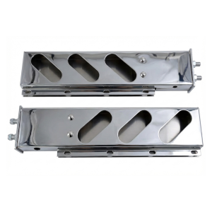 GM3035 GBK Light Bar Mud Flap Hanger, Stainless Steel Spring Loaded with Six Oval Light Cutouts, 2.5" Bolt Spacing, 1 Pair