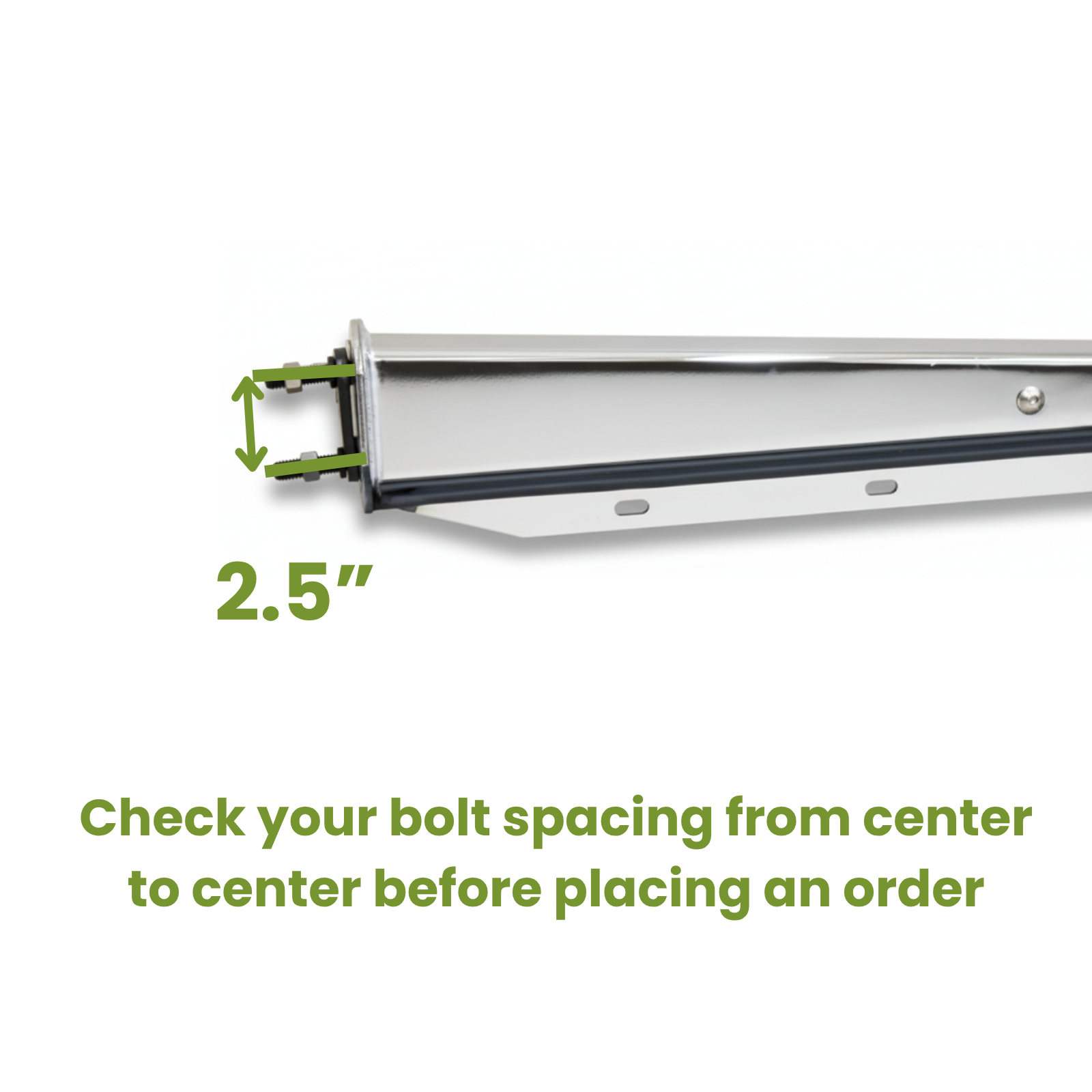 GM3004 GBK Mud Flap Hanger, Stainless Steel Straight, 2.5" Bolt Spacing, 30" Length, 1 Pair - Image 2