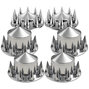 GC20WH Chrome Spike Hub Cover Kit, 6-Piece Set with 60 Lug Nut Covers