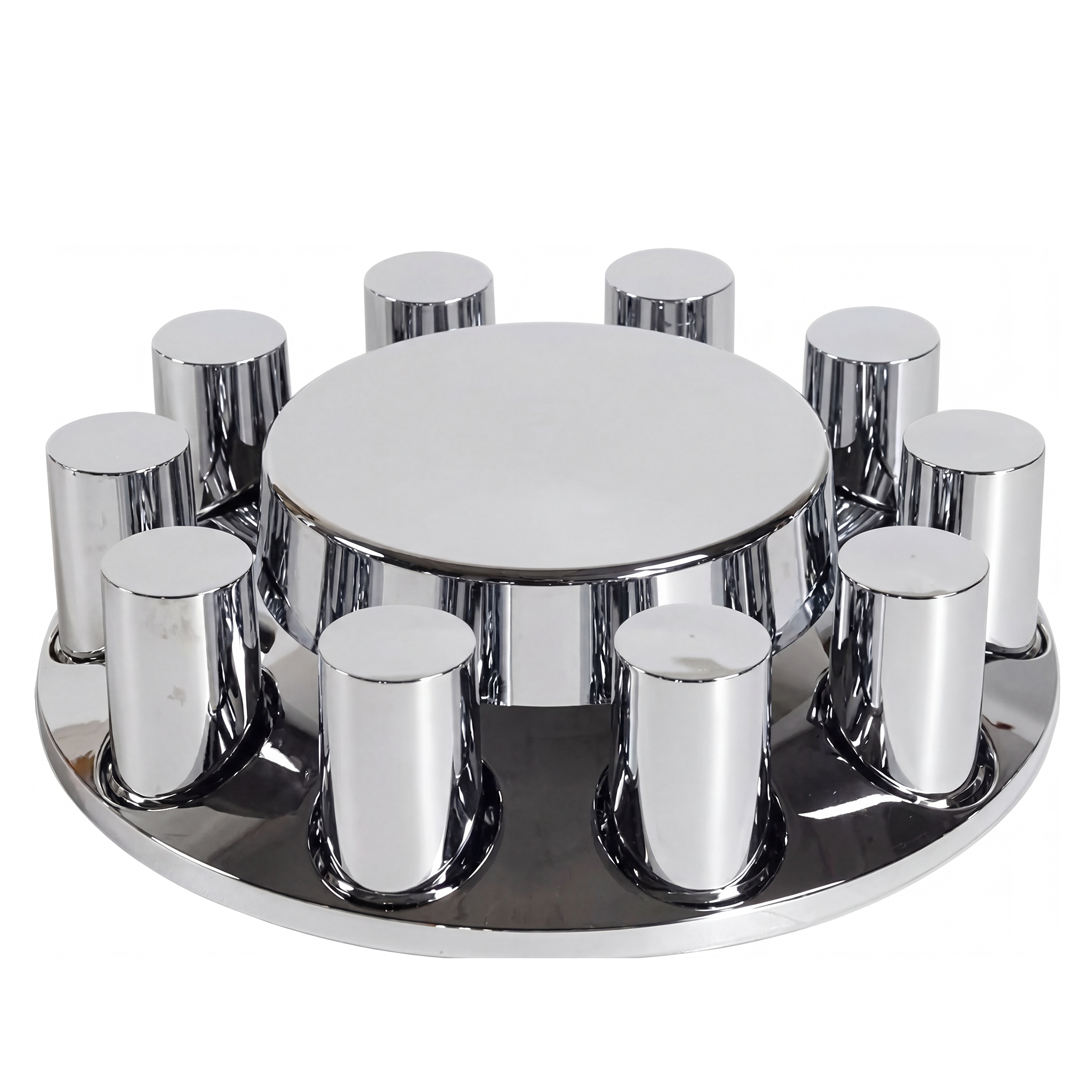 GC30WH GBK Chrome Cylinder Hub Cover Kit, 6 Pcs + 60 Lug Nut Covers, Fits 22.5" & 24.5" Wheels - Image 3