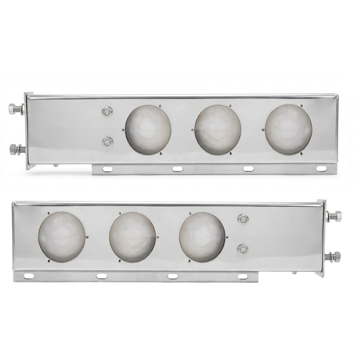 GM3034 GBK Light Bar Mud Flap Hanger, Stainless Steel Spring Loaded with 4" Light Cutouts, 2.5" Bolt Spacing, 1 Pair