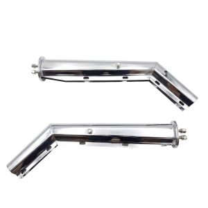 MFH27C GBK Mud Flap Hanger, Chrome Round Tube 45° Angled Spring Loaded, 2.5" Bolt Spacing, 28" Length, 1 Pair