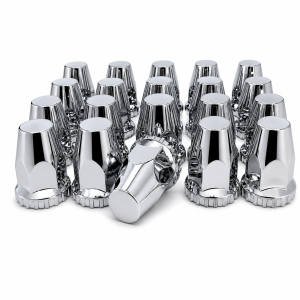 GC10N GBK Chrome 33mm Thread-On Dome Lug Nut Covers, Box of 20, Fits Semi Trucks & Trailers