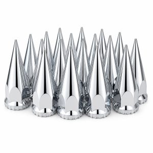 GC20N GBK Chrome 33mm Thread-On Spike Lug Nut Covers, Box of 20, Fits Semi Trucks & Trailers